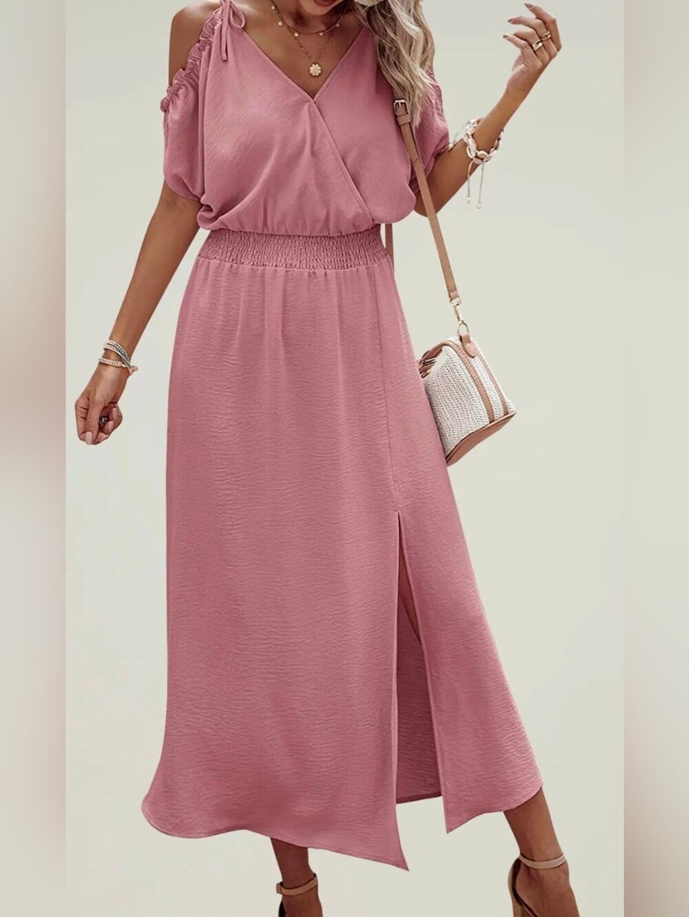 wild fable Blush Pink Cold-Shoulder Maxi Dress. New. Medium.